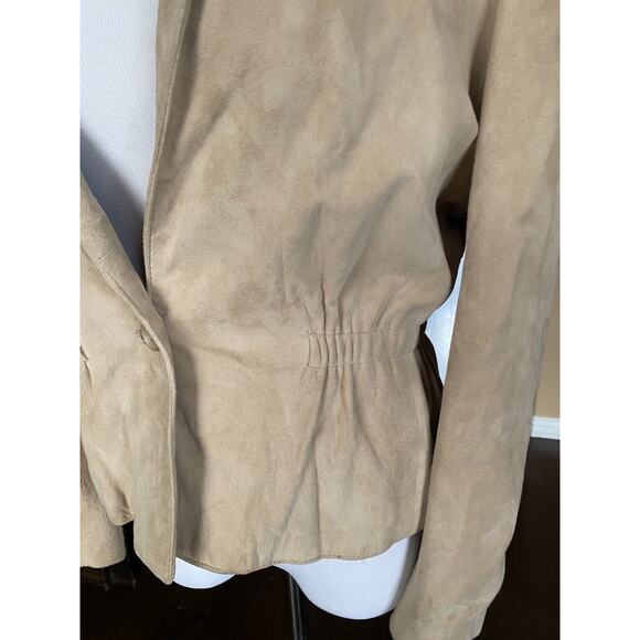 Vintage Suede leather Blazer Jacket Tan Women M L 80s Southwest Western boho - Picture 12 of 14